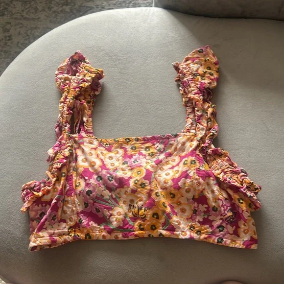 Banjanan sz Small Floral Ruffle Women's crop top - Picture 3 of 8